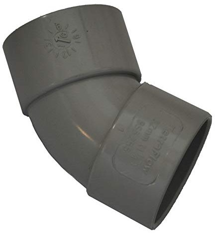 Solvent Weld Grey 50mm (56mm) Waste Pipe 45 Degree Bend