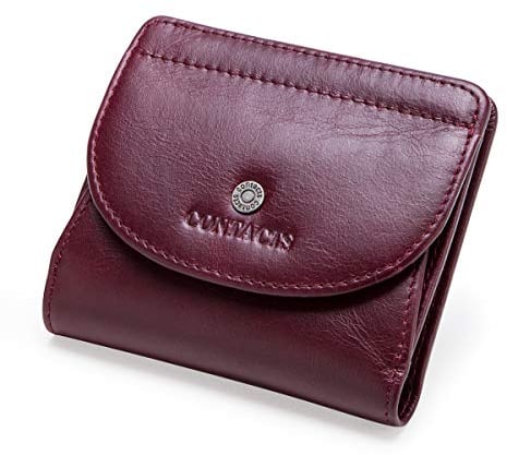 Contacts Echtes Leder Lady Coin Pocket Brieftasche Geldbörse (Rot)