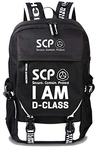 WANHONGYUE SCP Anime Cosplay Rucksack Schultasche Laptop Backpack mit USB-Ladeanschluss Schwarz / 2