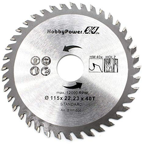HM Sägeblatt Kreissägeblatt Ø 115mm x 22,23mm / 20mm / 40T Zähne für Holz Plastik
