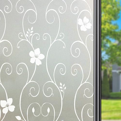 Qualsen Fensterfolie Blickdicht Sichtschutzfolie Fenster Milchglasfolie Fensterfolie Sichtschutz Fensterfolie Selbsthaftend Blickdicht Klebefolie Fenster Anti-UV, 90 x 300 cm