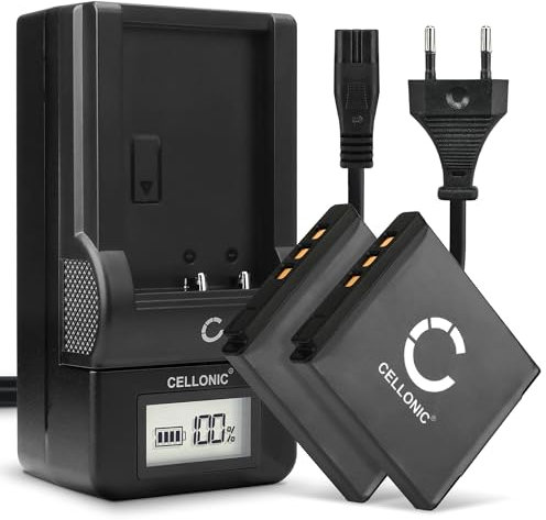 CELLONIC, Akku für Kamera, kompatibel mit Pentax Optio VS20, A40, D-LI68, Q10, A36, S12 (3.7V, 700mAh) 2 Stück + Ladegerät