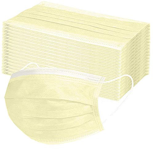 Unbr 50 Pezzi di Protezione USA E Getta, con Orecchini, Antipolvere, 3 Strati di Protezione (Giallo)