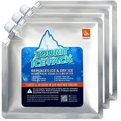 TOURIT Reusable Ice Packs - Long Lasting Cooler Ice Packs for Lunch Bags, Knee Injuries, Back Pain Relief