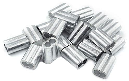 Constrabo® | 20x ghiere in alluminio manicotti di aggraffatura 4.0 mm | Maniche per corda in acciaio | Cavo crimps, doppi maniche, doppi morsetti in alluminio per fune, connettori cavi metallici