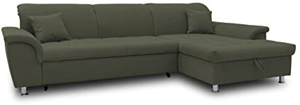 DOMO. collection Ecksofa Franzi, Couch mit Schlaffunktion, Bettkasten & Rückenfunktion, Sofa in L-Form, Eckcouch, Polsterecke, Schlafsofa 279 x 170 x 81 cm (BxTxH), dunkelgrün