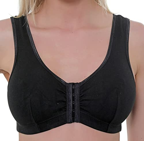 Front Fastening Bras for Women UK Non Wired Cotton Post Surgery Bra B-DD