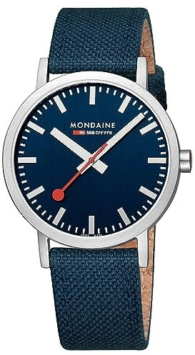 Mondaine Unisex Analog Quarz Uhr mit Textil Armband A6603036040SBD
