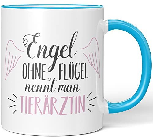 JUNIWORDS Tasse, Engel ohne Flügel nennt Man Tierärztin, Blau (1005168)