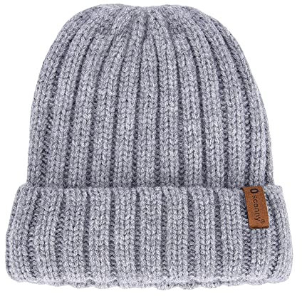 Oscenny Mütze Damen Herren, Wollklobige,Lässige Strickmützen,Superfein Gefüttert Fleece,Doppellagig Gefütterte Mütze, Zopfmuster,Dicker Hut,Winddichte Unisex-Damenmützen