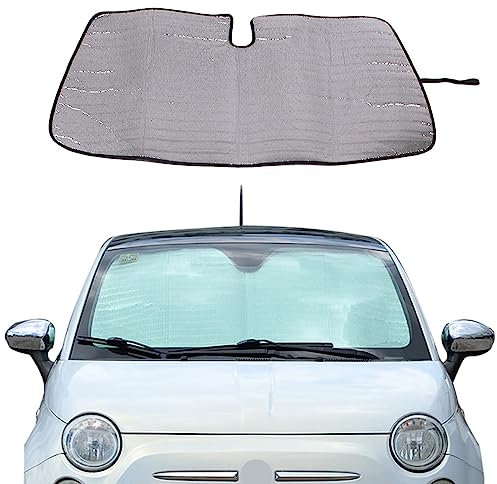 YANER Parasol para parabrisas de coche, reflector de rayos UV para Fiat 500 2010-2022, cubierta de parasol plegable reflectante (1 unidad, plateado)