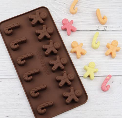 TTOA - Moule à chocolat en silicone en forme de bonhomme en pain d'épices de Noël | Moule à sucre d'orge | Moule à glaçons en cire fondue