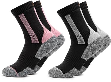 Occulto Damen Wandersocken 2er Pack (Modell: Gerlinde) Schwarz-Pink 39-42