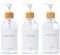 MaisoNovo Distributeur Gel Douche - Distributeur Savon Douche - Coffret 500ml Lot de 3 flacons en Plastique Transparent et Pompes en Bambou Blanc - Flacons de shampoing et revitalisant Rechargeables