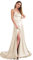 BABYONLINE D.R.E.S.S. Robe Soiree Femme Chic Robe pour Mariage Invitée Femme à la Mode avec Fente Champagne 42