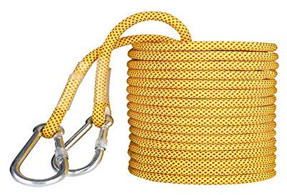 Rock Climbing Rope, Tree Climbing Gear For Outdoor Activities, With Climbing Carabiner, 16Mm Heavy Duty Mountain Equipment Emergency Fire Safety Braided Ropes