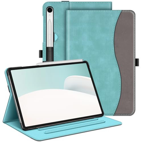 FINTIE Case for Samsung Galaxy Tab S10 FE 2025/ S9 FE 10.9 Inch/ S9 11 Inch 2023, Multi-Angle Viewing Protective Cover with Pocket, Auto Sleep/Wake, Denim Turquoise