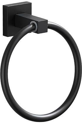 Anneau porte-serviette moderne noir mat pour salle de bain, support mural en acier inoxydable SUS304, porte-serviettes noir