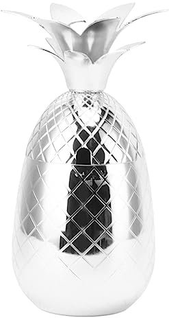 Cocktail Shaker, 500Ml Pineapple Shape Cocktail Glass Stainless Steel Cocktail Shakers for Bar (Silver)