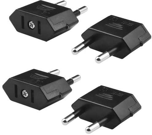 US to EU Adapter Reiseadapter,XGKEGS Adapter USA Deutschland stecker Europa Stecker,USA Adapter Steckdose, EU Stecker Adapter für Amerika/Kanada/Mexiko Stecker (4 Stück schwarz)