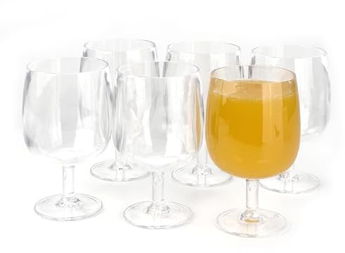Yalin Lot de 6 verres à vin et à eau empilables incassables en plastique acrylique 355 ml Transparent