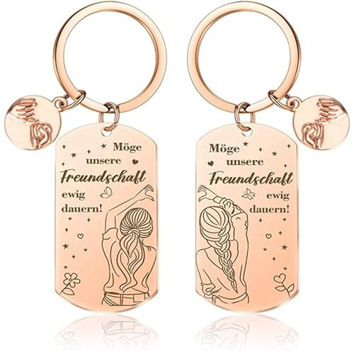 Utensilsto Schwester Schlüsselanhänger,Geburtstagsgeschenk Beste Freundin,Edelstahl Freundschafts Schlüsselanhänger Freundschaftsgeschenke Geschenkideen Geburtstagsgeschenk für Freundin Partner-Gold