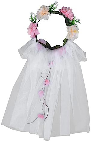 WOFASHPURET Blumenkranz Schleier Boho-kranz Blumenkopfschmuck Fee Frühlingsblume Boho-girlande Haargirlande Blumenschleier Tiara Braut Stirnband Hochzeit
