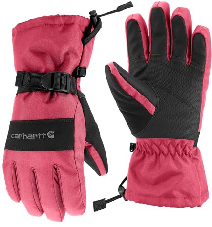 Carhartt Kids' Waterproof Insulated Gauntlet Glove, Pink Lemonade/Black, Large