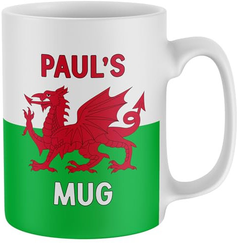 Purple Print House Personalised Wales Mug Custom Welsh Dragon Y Ddraig Goch Cymru Tea Coffee Cup Rugby Football