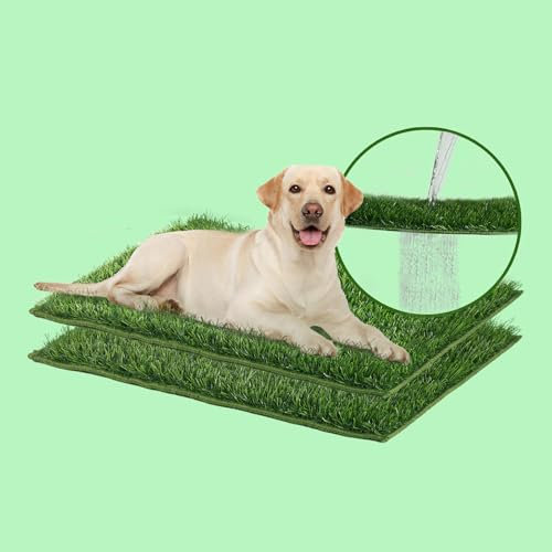 MEEXPAWS Gazon artificiel extra large pour chien, sans odeur, pénétration instantanée avec bord ourlé, 109 x 81 cm