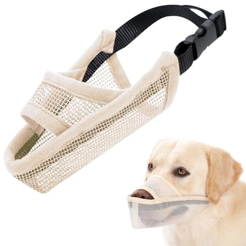 Crazy Felix Maulkorb aus Nylon für kleine, mittelgroße und große Hunde, atmungsaktiv, erlaubt Trinken, Haustier-Maulkorb, gegen Beißen, Bellen, Lecken (S, Beige)