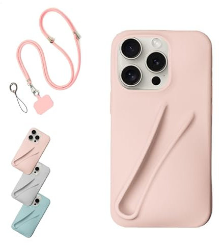 ZCMAI Lipgloss-Handyhülle mit Umhängeband, Flüssigsilikon-Kameraschutz-Handyhülle (Farbe: Rosa, Größe: für iPhone 14plus)