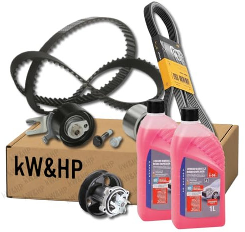 KIT DISTRIBUZIONE POMPA ACQUA E CINGHIA SERVIZI PER FIAT PANDA 500 PUNTO YPSILON EVO 1.2 BENZINA