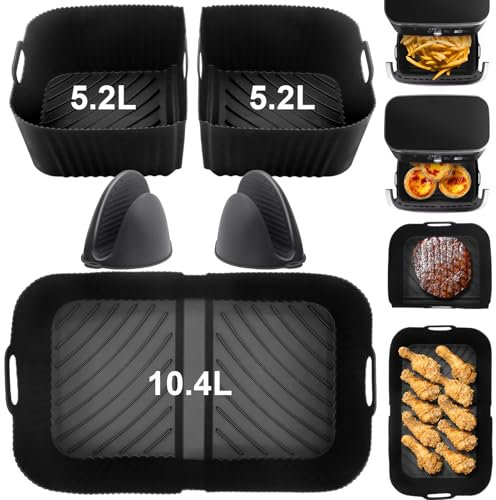 Heißluftfritteuse Zubehör für Ninja 10,4L AF500EU, 5 Stück Airfryer Silikonform für Ninja Foodi Flexdrawer 10.4l, Wiederverwendbar Heißluftfritteuse Silikon Einsatz für Ninja Air Fryer AF500DE