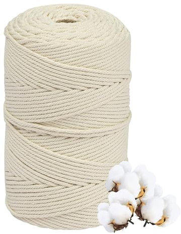 3mm x 300m DIY Makramee Garn Baumwollgarn Makramee, Textilgarn Zum Häkeln für körbe, Makramee Blumenampel für Handwerk Basteln Dekoration