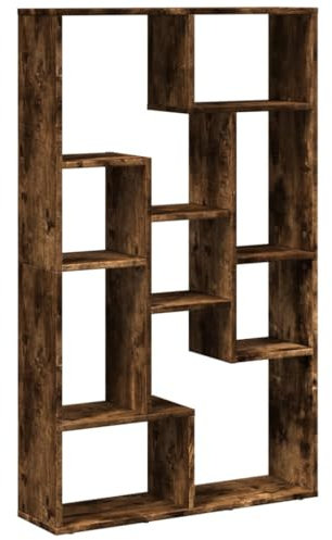 vidaXL Bücherregal, Standregal 9 Fächer, Raumteiler Regal für Wohnzimmer Schlafzimmer Büro, Aufbewahrungregal Aktenregal Büroregal, Räuchereiche Holzwerkstoff