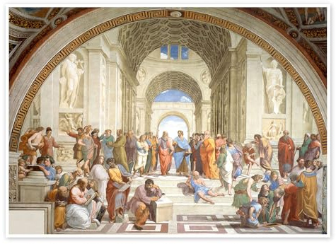 Raffael Die Schule von Athen Bild Poster 90 x 70 cm | Renaissance Antike Kunst Griechenland Klassische Architektur Fresko Malerei Philosophie