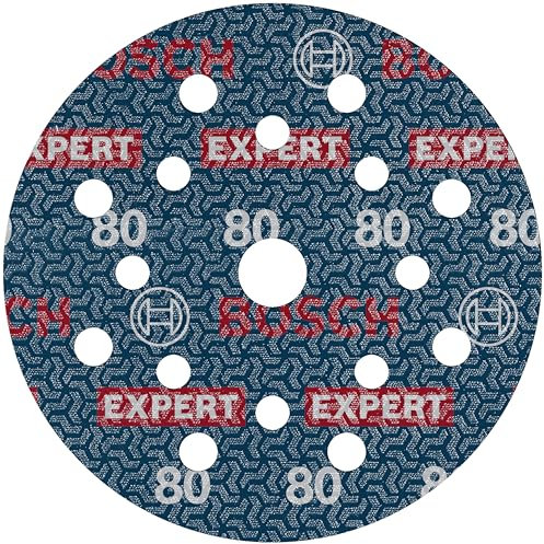 Bosch 1x Disco de lija para láminas EXPERT O780, 125 mm (para Madera dura, Pintura sobre madera, Ø 125 mm, Grano 80, Professional Accesorios Lijadora excéntrica)