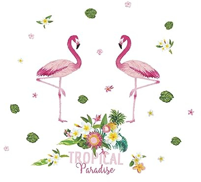 jojofuny Tropisches Flamingo Wandtattoo Pvc Abnehmbar Selbstklebend Wohnzimmer Tür Dekor