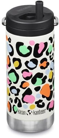 Klean Kanteen Unisex's TKWide 12 oz (with Twist Lid) Leopard Print White
