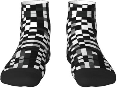 pvinnk Chaussettes noires et blanches à motif à carreaux pour adulte pour entraînement et chaleur hivernale, 1 noir, taille unique