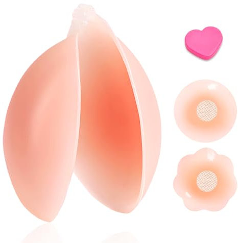 Xbessc Soutien Gorge Dos Nu Invisible Soutien-Gorge Adhesif Push Up Silicone Reutilisable Soutien Gorge sans Bretelles avec 2 Cache Tétons et Du Savon pour Tenues Soirée Robes Mariée Demoiselle Honneu