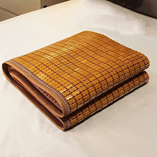 Alfombrilla de cama de bambú refrescante para verano, tapete de bambú Mahjong carbonizado, plegable, cojín de asiento para aire acondicionado, tapete suave y liso para dormir para sofá y cama (80 x