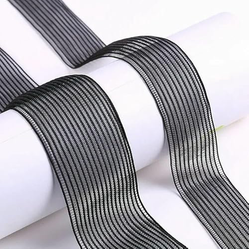 Elastico trasparente in filo di ferro da 10-70 mm, aderente al corpo e traspirante, cintura in rete, accessorio per cucire biancheria intima fai da te, 10 iarde, nero, 10 mm, 10 iarde