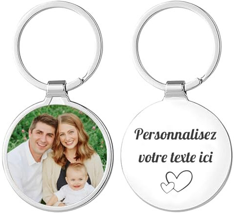 Porte Clef Personnalisable Porte Clé Personnalisé Personnalisables Texte Photo Porte Clé Photo Personnalisable Cadeau Pour Hommes Femmes Papa Petit Ami (Rond)