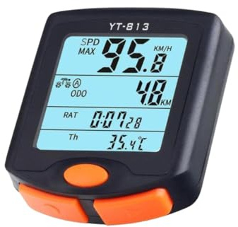 UPKOCH Kabelloser Fahrradcomputer mit Hintergrundbeleuchtung und Geschwindigkeitswarnung Gummimaterial Geeignet für Motorrad und Elektroauto Praktischer Tachometer Zufälliger Stil