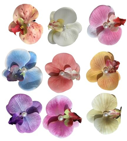 Mehrzweck-Haarspangen, 9 Stück, elegante Orchideen-Designs für trendige Frauen und Mädchen, robuster Stoff, Haar-Accessoires