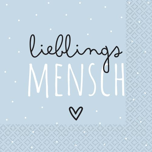 Riethmüller Servietten Lieblingsmensch 33cm x 33cm, 16 Stück - Große Papier-Servietten mit Spruch für Feiern & Dinner - Tischdeko