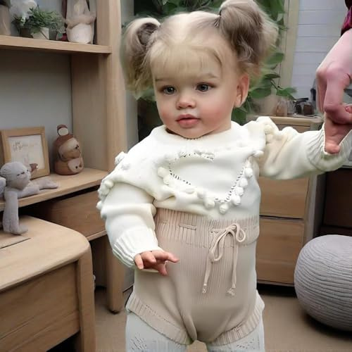 ROSHUAN Große Größe, realistische Reborn-Kleinkind-Puppe, Mädchen, Pippa, 66 cm, Reborn-Babypuppen, weicher Stoffkörper, echt aussehend, lebensechte Kleinkind-Puppe, echtes Leben, Babypuppe für Kinder