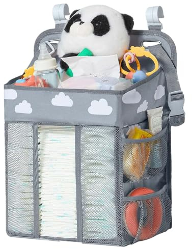 Hanging Windel Organizer, Baby Windel Caddy Organizer mit mehreren Taschen | Windel-Organizer mit mehreren Taschen für Kinderzimmer, Grau